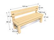 Dřevěná lavice Zuzana 120 x 53,5 x 88 cm - bez impregnace bez impregnace